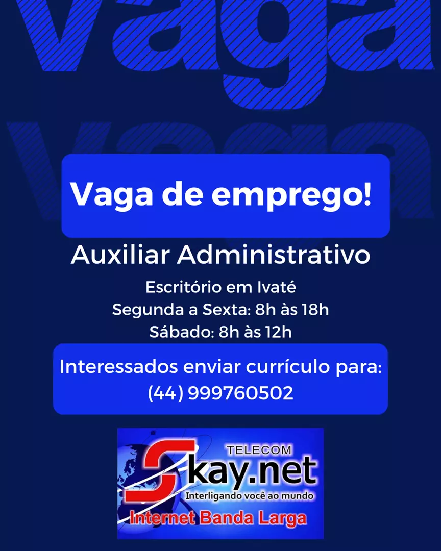 Skay.net Contrata Auxiliar Administrativo para Ivaté